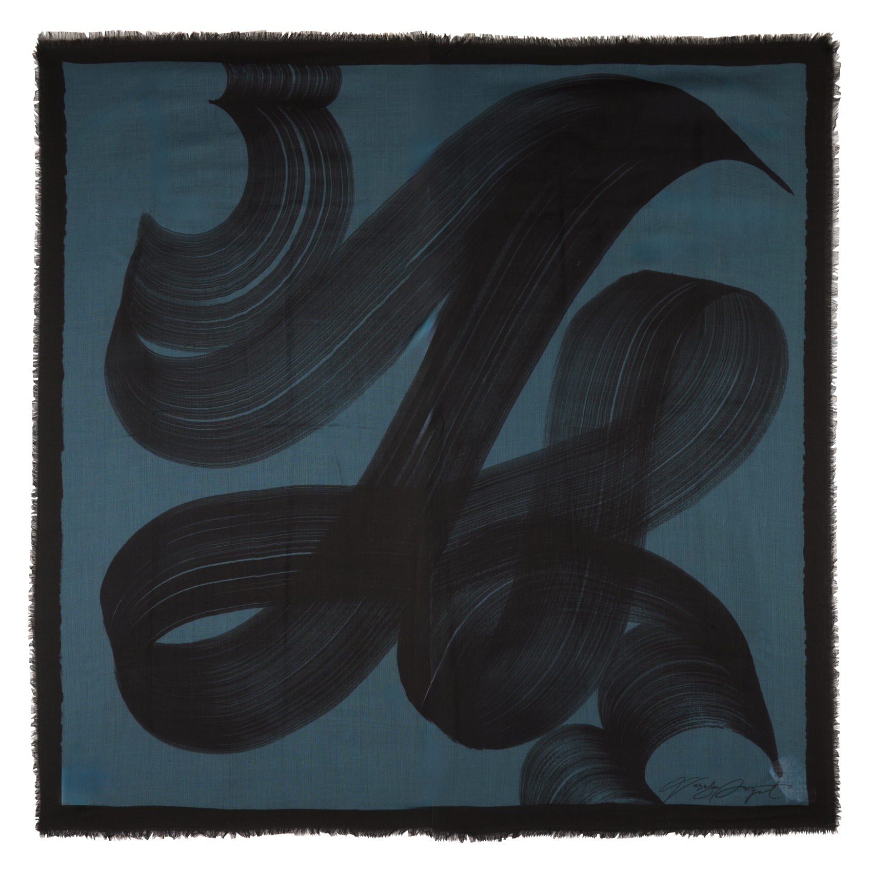 VOLUTES - Foulard imprimé en laine | Bleu