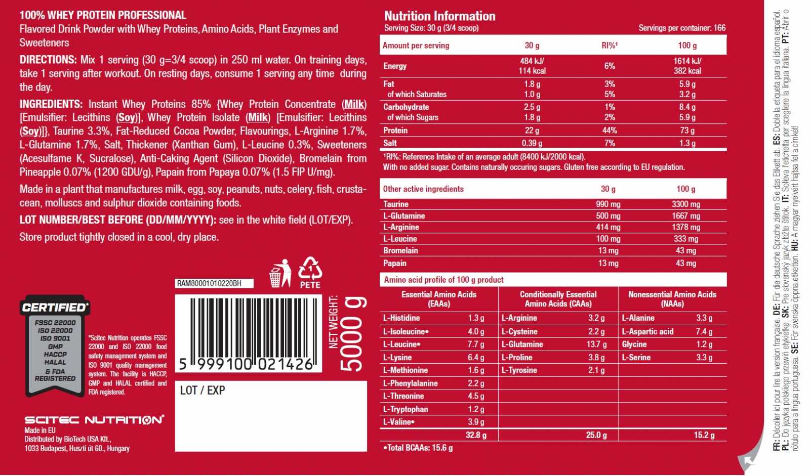 Scitec Nutrition 100% Proteína Whey Profissional 920 g