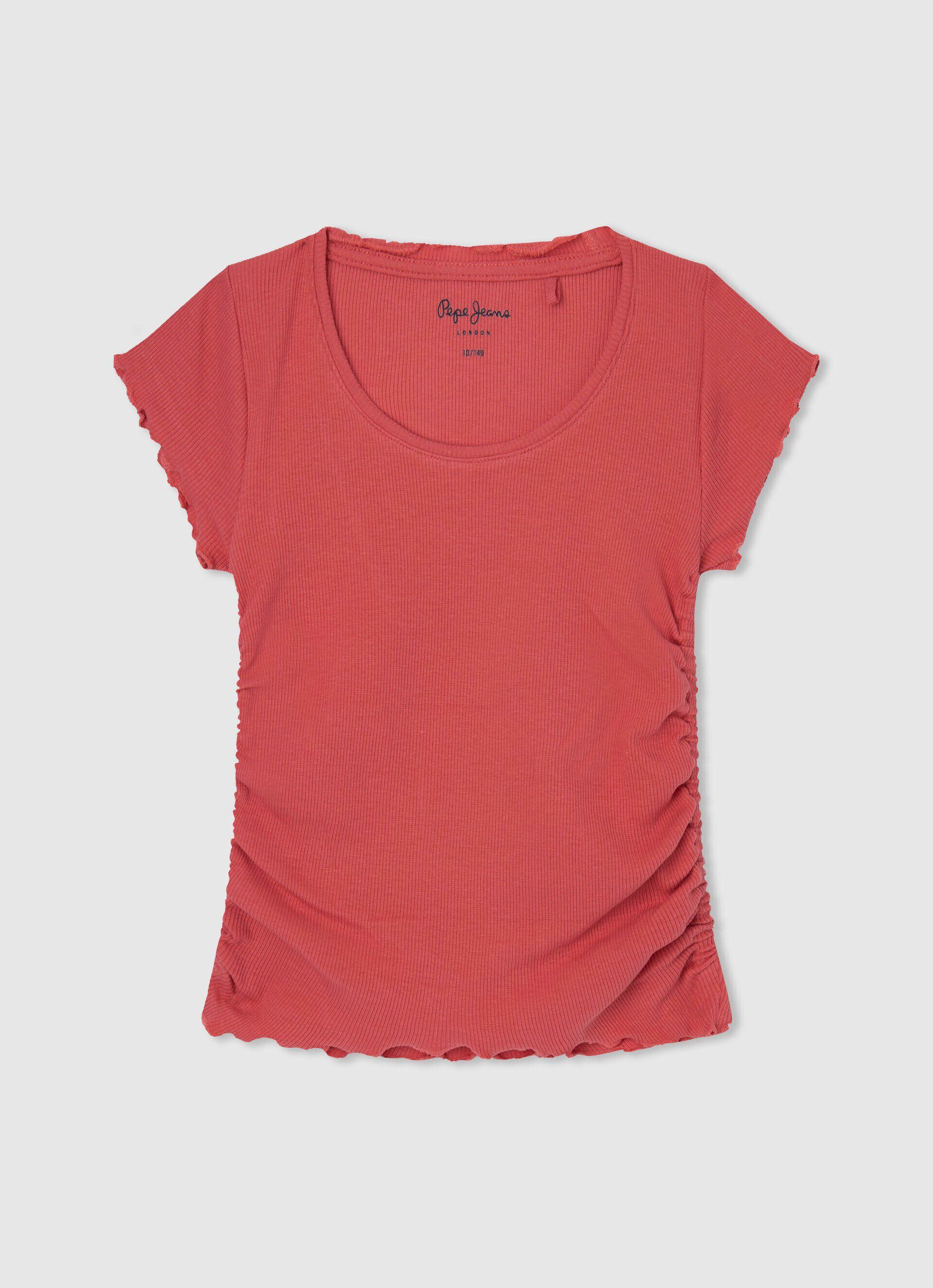 Camiseta canelada com efeito ondulado - vermelho estúdio