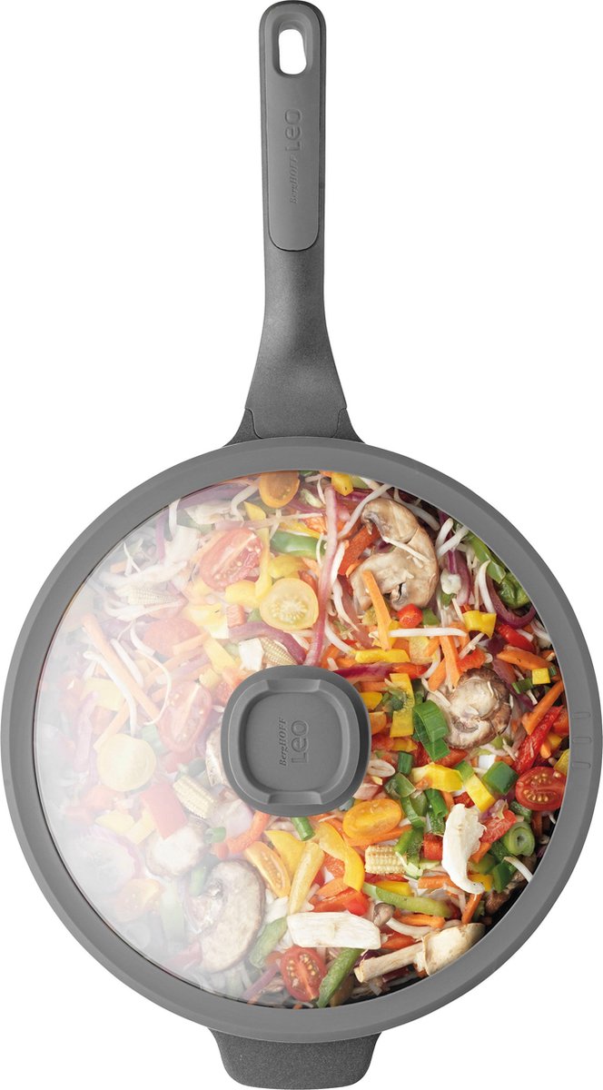 BergHOFF Leo Stone Wok 28 cm Met Glasdeksel