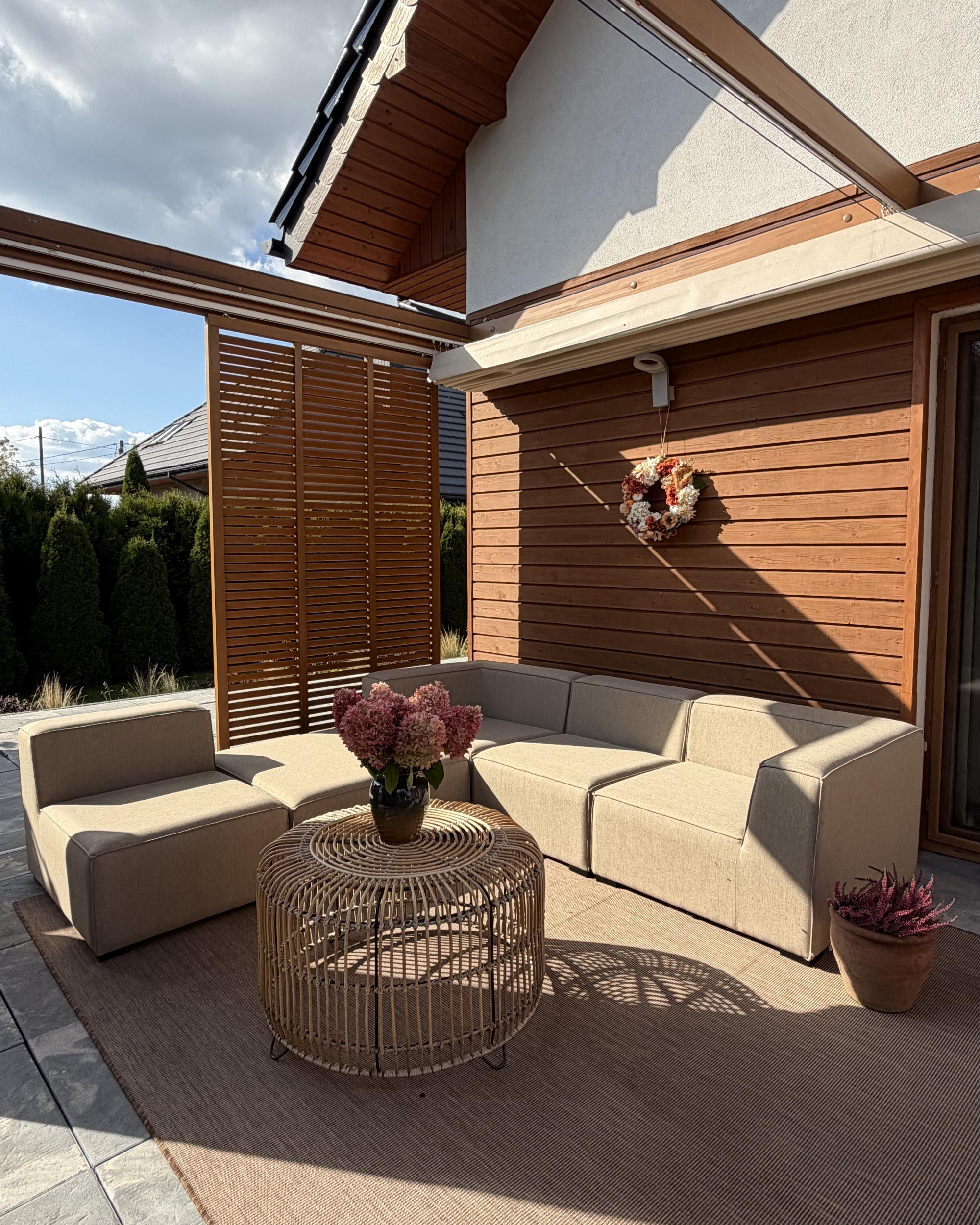 Tuin loungebank met ottomaan 4-zits AREZZO modulair Beige