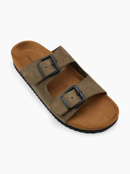 Graceland Tieffussbett-Pantolette Khaki