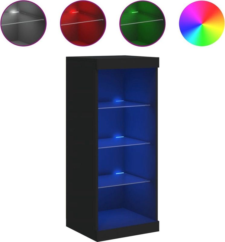 vidaXL - Dressoir - Zwart - Hout - Met LED-verlichting