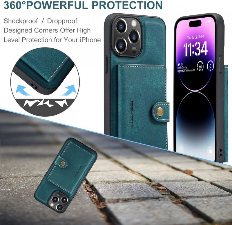 CaseMe JH-01 iPhone 15 Pro Max Hoesje Magnetische Kaarthouder Blauw