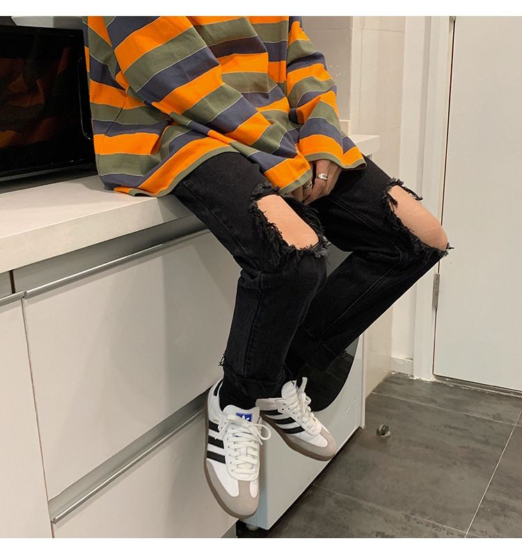 POSI - Versleten cropped straight leg jeans
