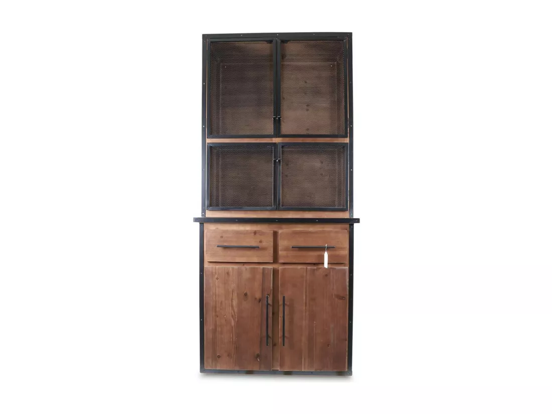 Vaisselier 2 tiroirs Bois-Métal Marron - Eduline Décoration d'Autrefois
