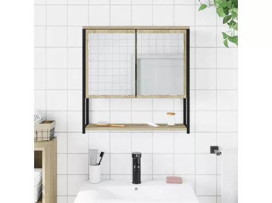 Prolenta Premium - Armoire de salle de bain à miroir chêne sonoma bois ingénierie
