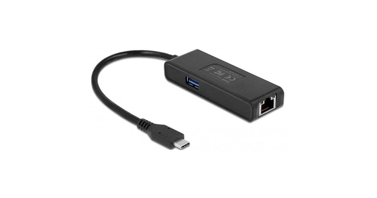DeLOCKUSB-C Adapter naar 2,5 Gigabit Lan met USB-A female  (Zwart)