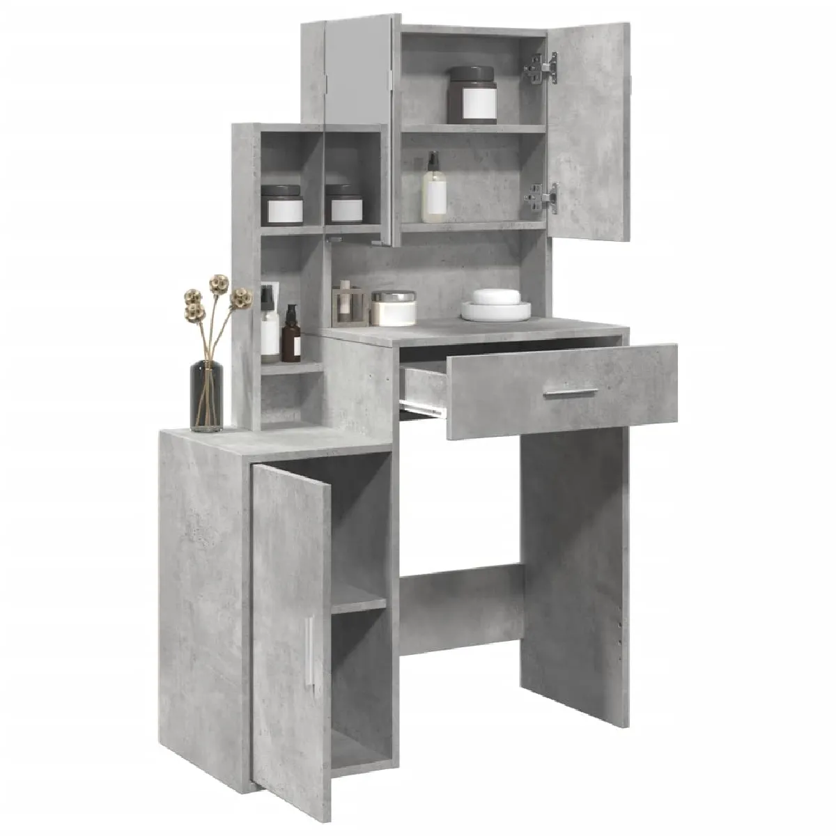vidaXL Coiffeuse avec Armoire - Gris Béton