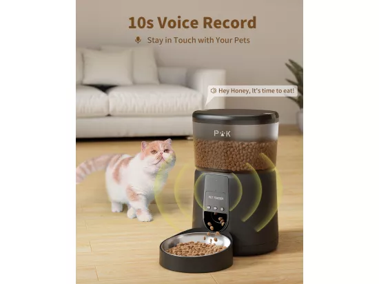 WiFi Distributeur Croquettes Chat Automatique avec App 4L 2,4G Distributeur Croquettes Chat et Chiens APP Contrôle avec Bol en Acier Inoxydable NOIR