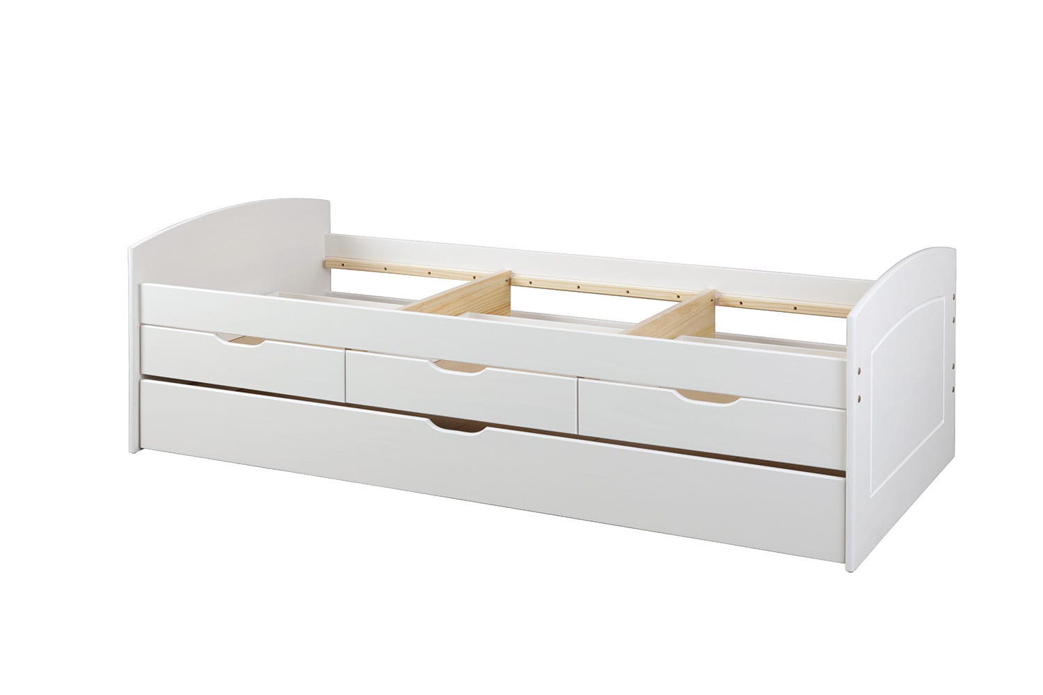 Inter Link Funktionsbett All-in-One 90x200 cm – Kiefer Massivholz - Weiß lackiert