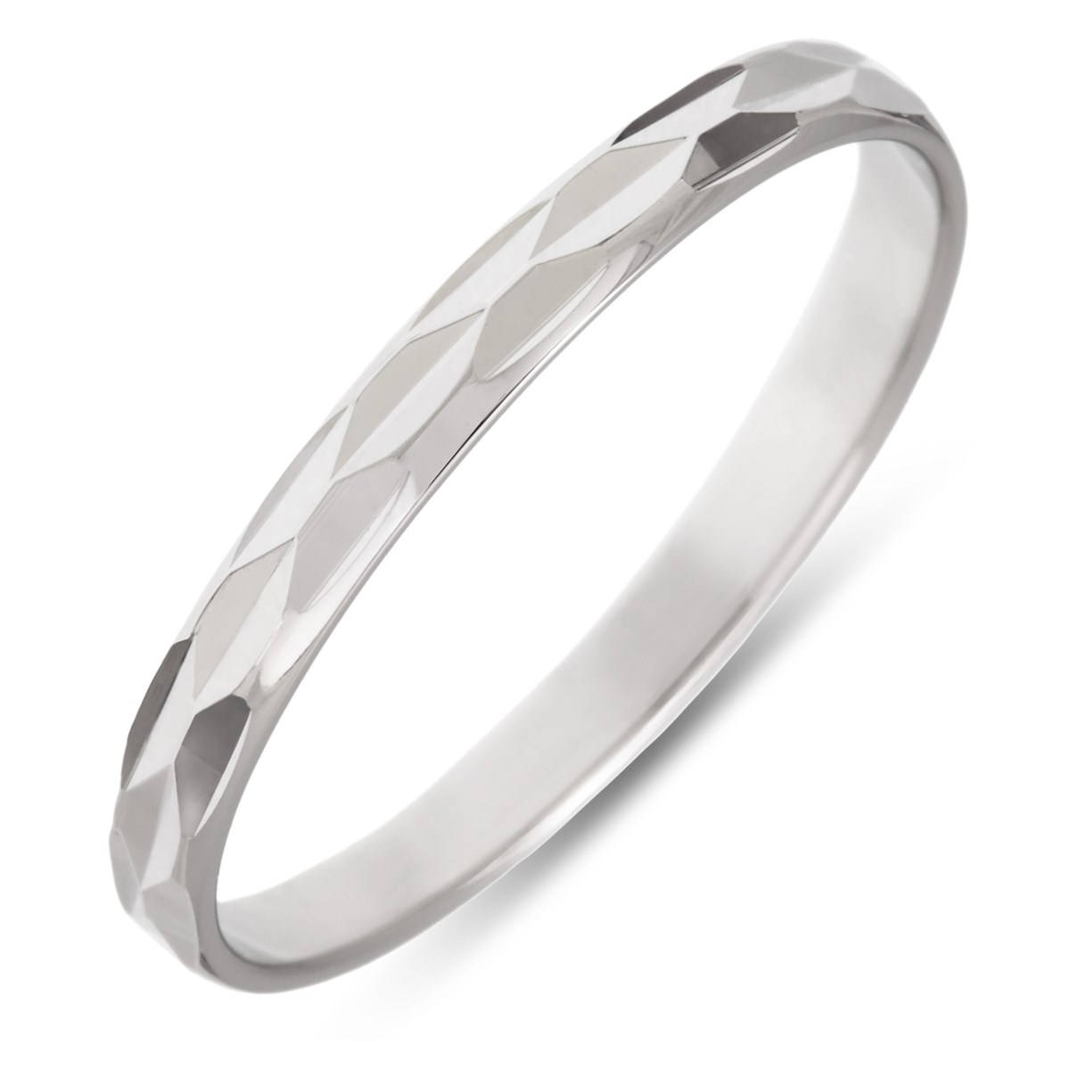Bague alliance argent rhodié effet martelé