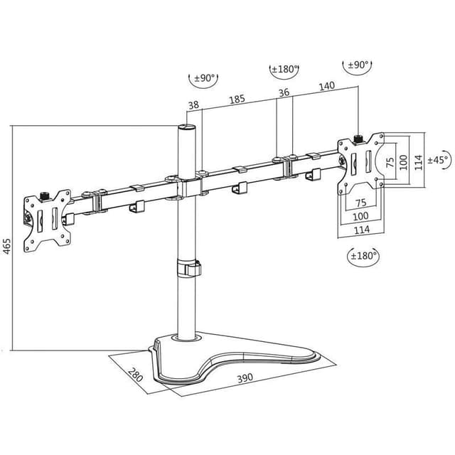 LogiLink Monitorställ/fot Dual 13-32