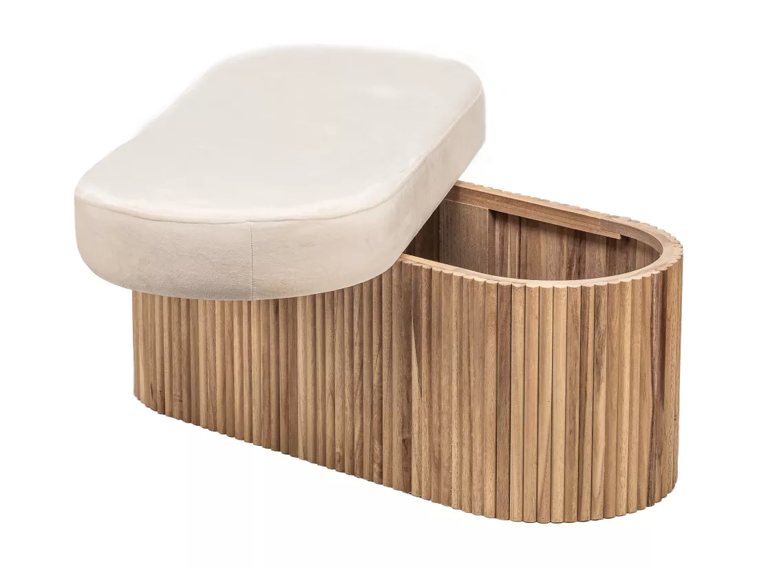Banc avec rangement en velours beige