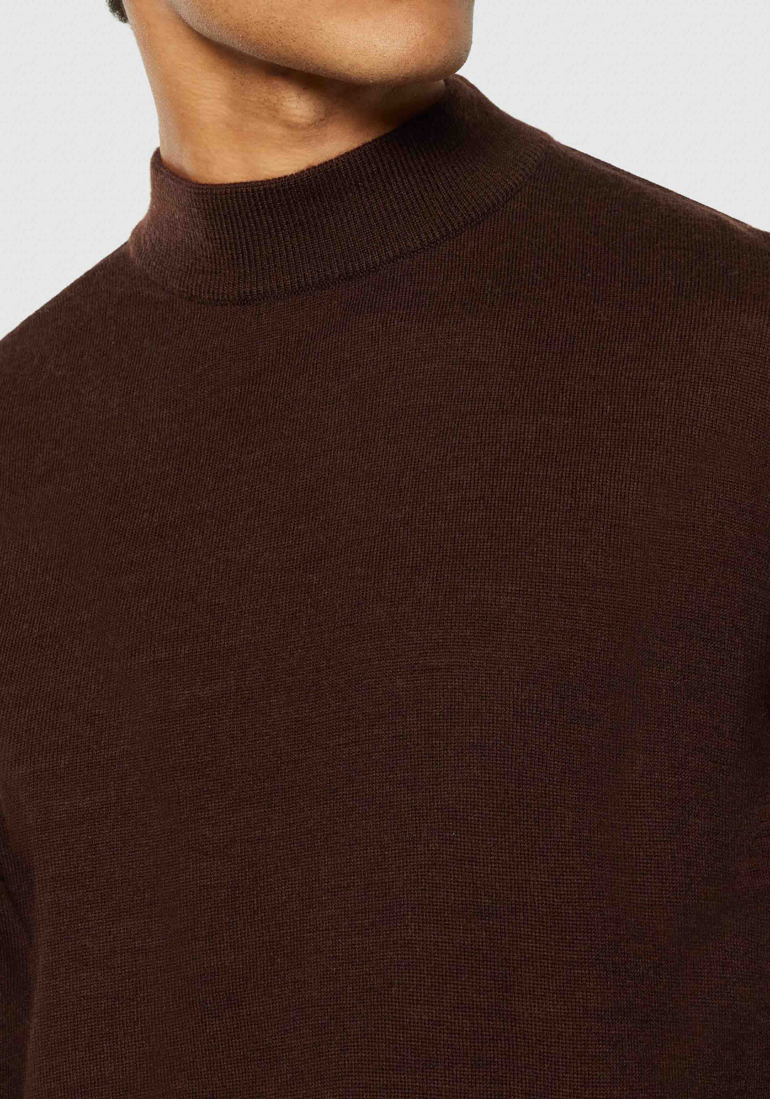 Knowledge Cotton Apparel Strickpullover Merino Mock Neck Demitasse