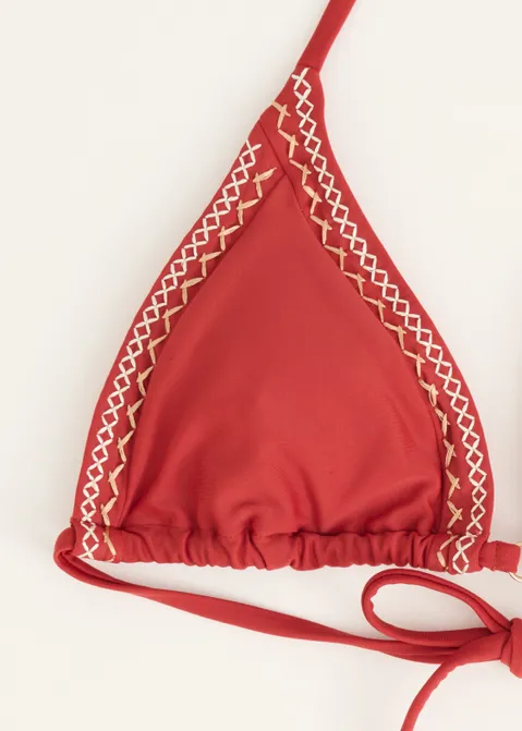 Triangel bikini top geborduurd rood (ROO.RS)