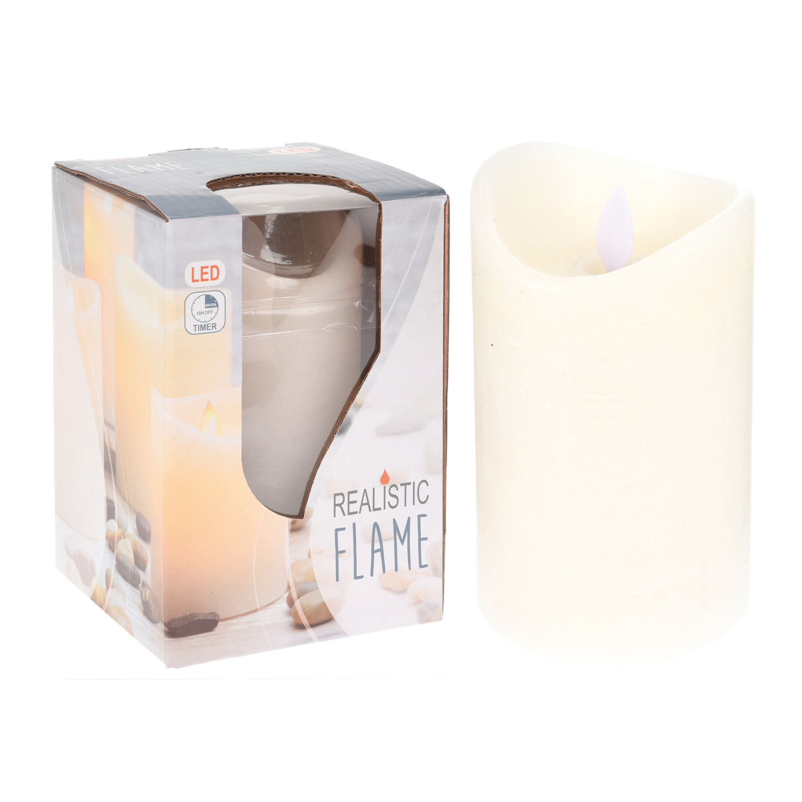LED-Kerze - creme - mit Flackereffekt - 12 cm