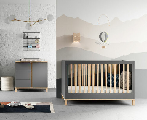 Chambre DUO ALTITUDE lit 70x140+commode Gris - VOX