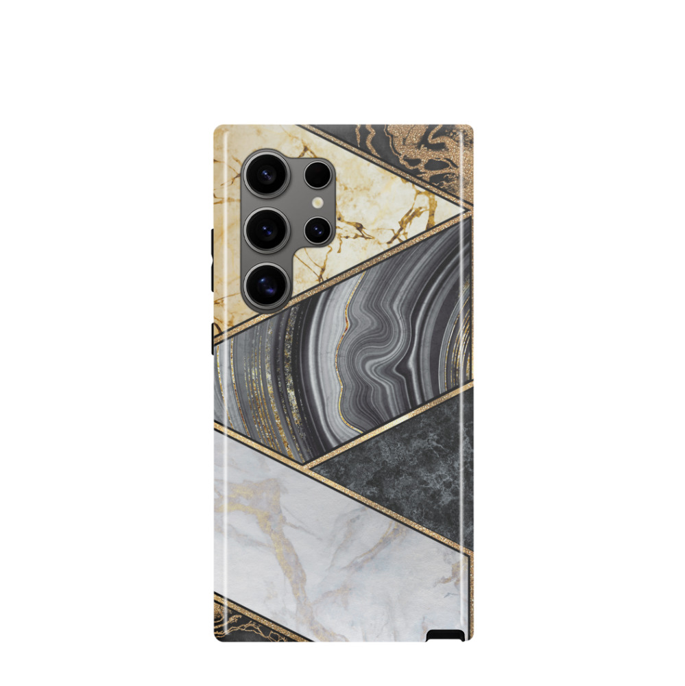 Samsung Galaxy S24 Ultra Hybrid (Kunststoff / Gummi) Hülle Granitoptik - Gold