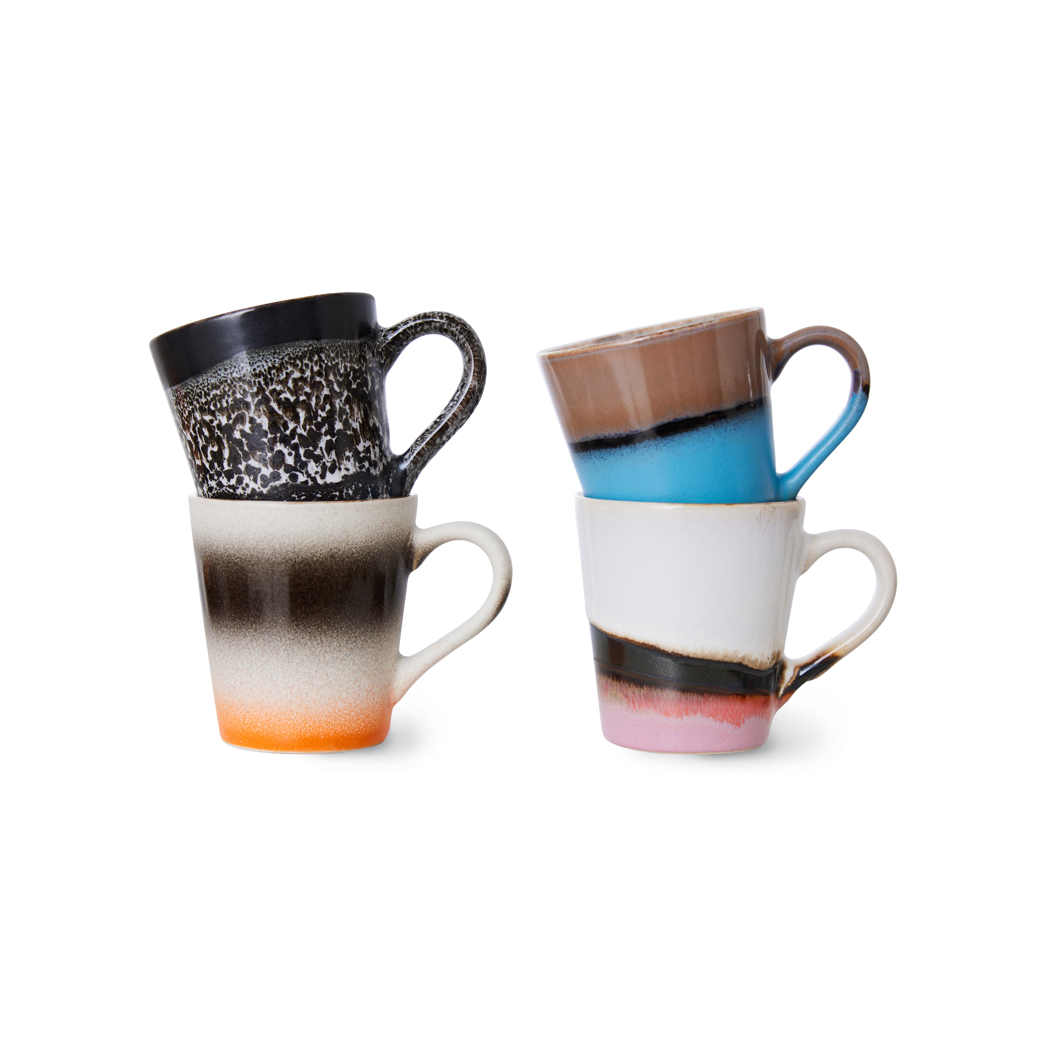 HKliving  70s ceramics espressokopper, Funky - 4 stk.