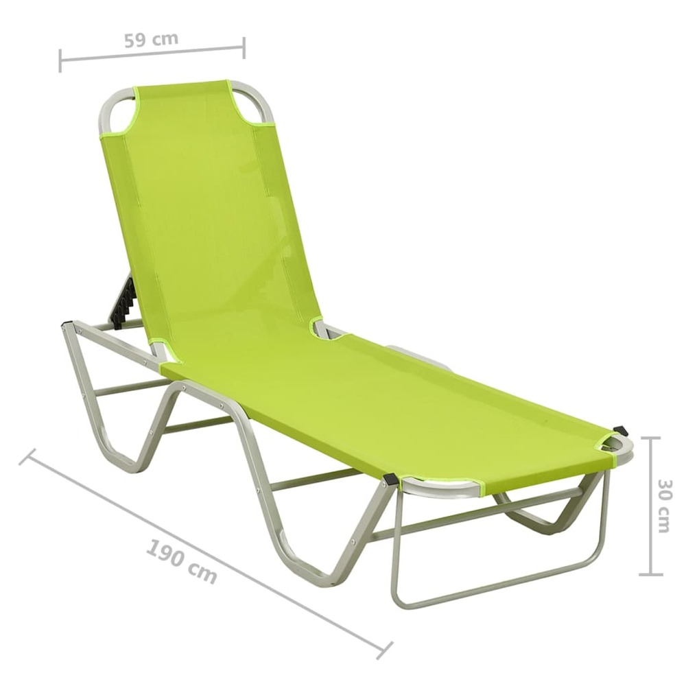 Transat chaise longue bain de soleil lit de jardin terrasse meuble d'extérieur aluminium et textilène vert