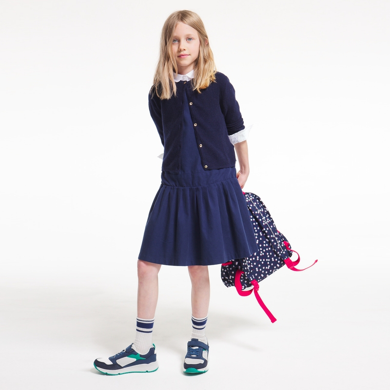 Robe chasuble plissée bleue fille