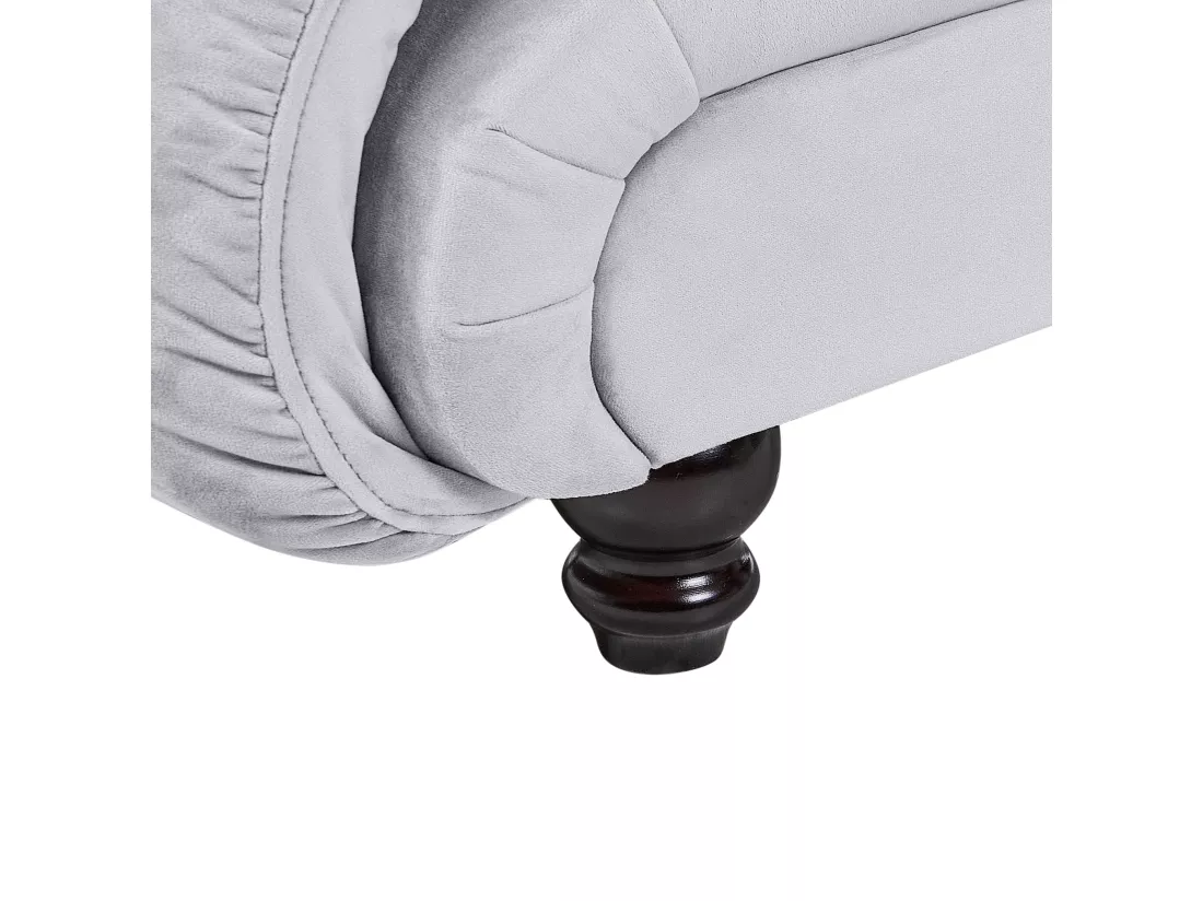 Chaise longue côté droit en velours gris clair LORMONT