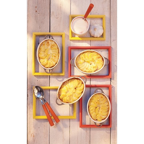 Set 4 petits plats à four individuels gris-taupe en céramique émaillée