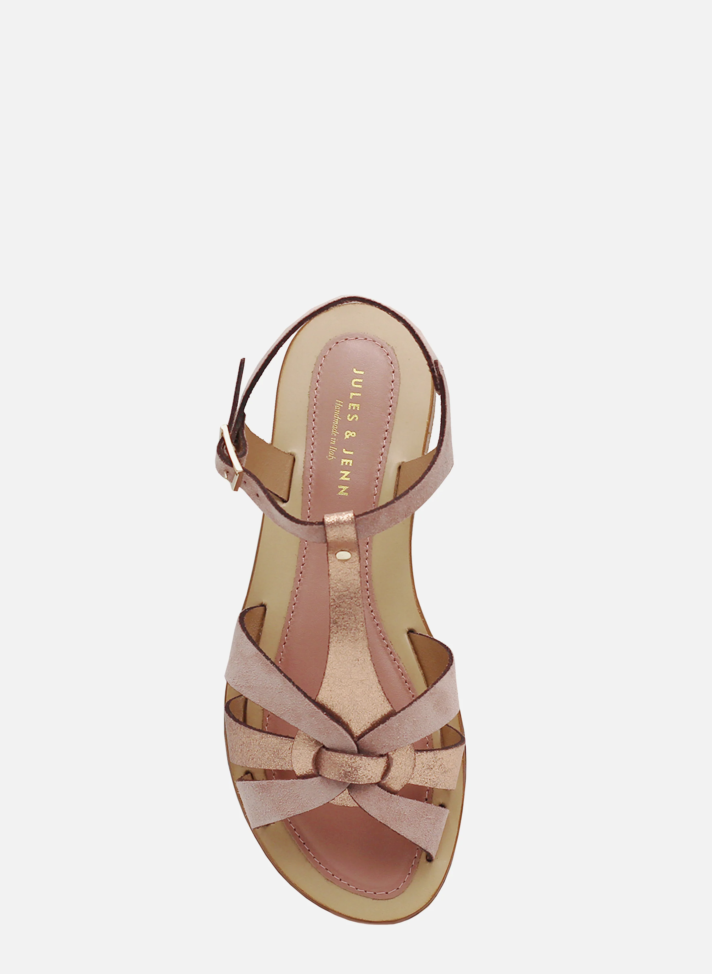 Sandales plates croisées cuir | Rose