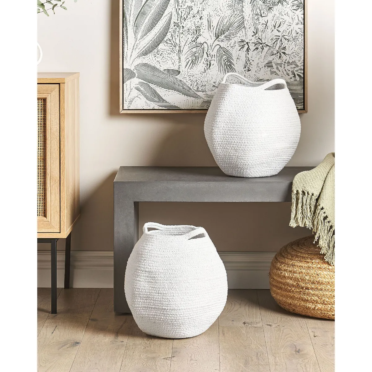 Beliani PANJGUR - Lot de 2 paniers en coton blanc