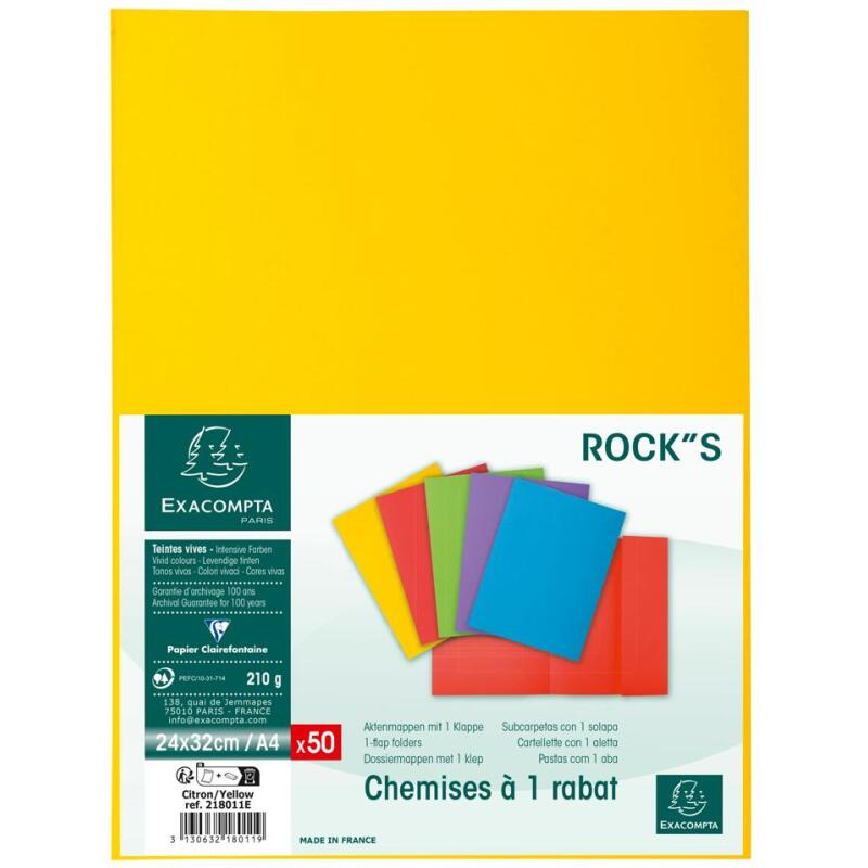 Paquet de 50 chemises 1 rabat ROCK''S 210 - 24x32cm