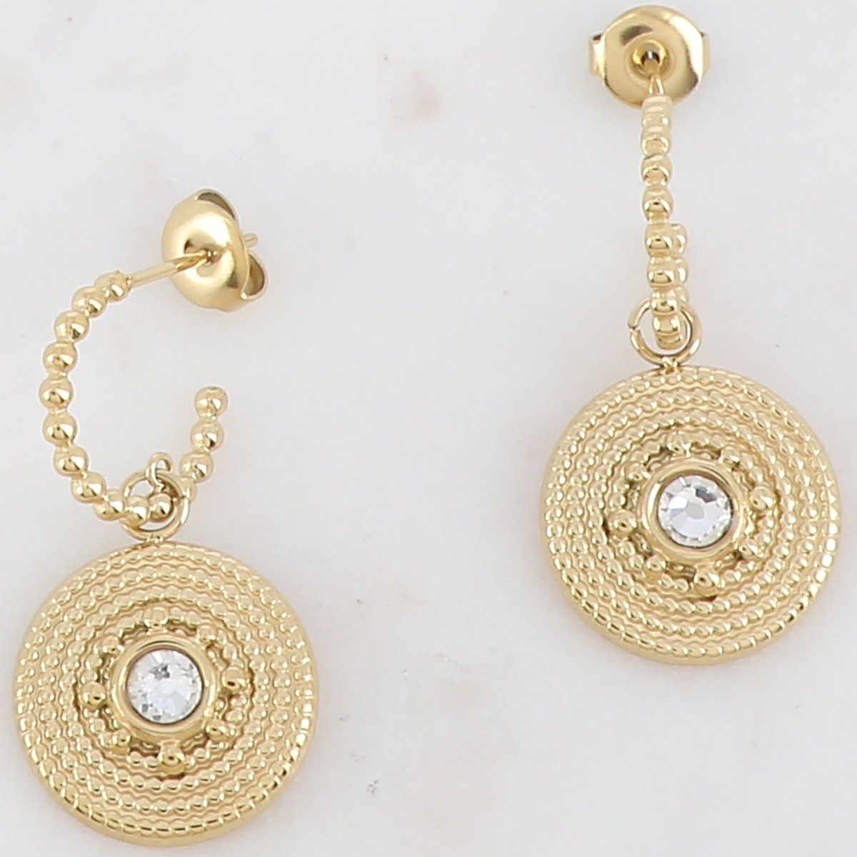Boucles d'oreilles - Acier inoxydable doré & strass
