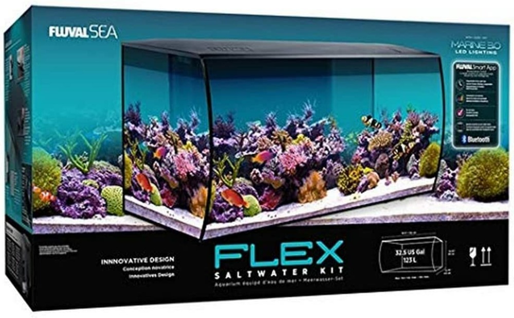 Kit d'aquarium d'eau salée fluval sea flex 123l 32,5 gal, noir