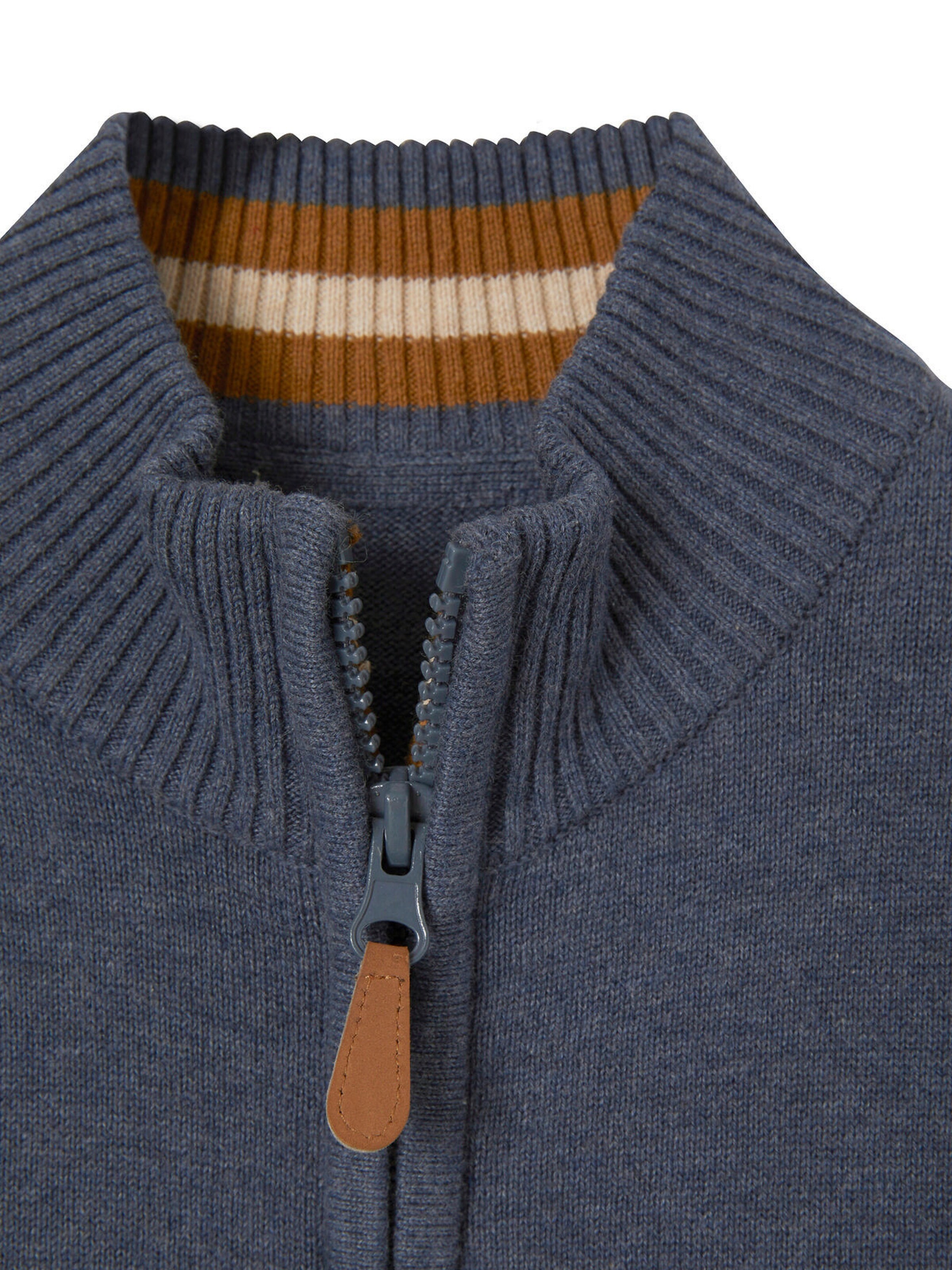 Vertbaudet Jungen Cardigan, Stehkragen blau meliert