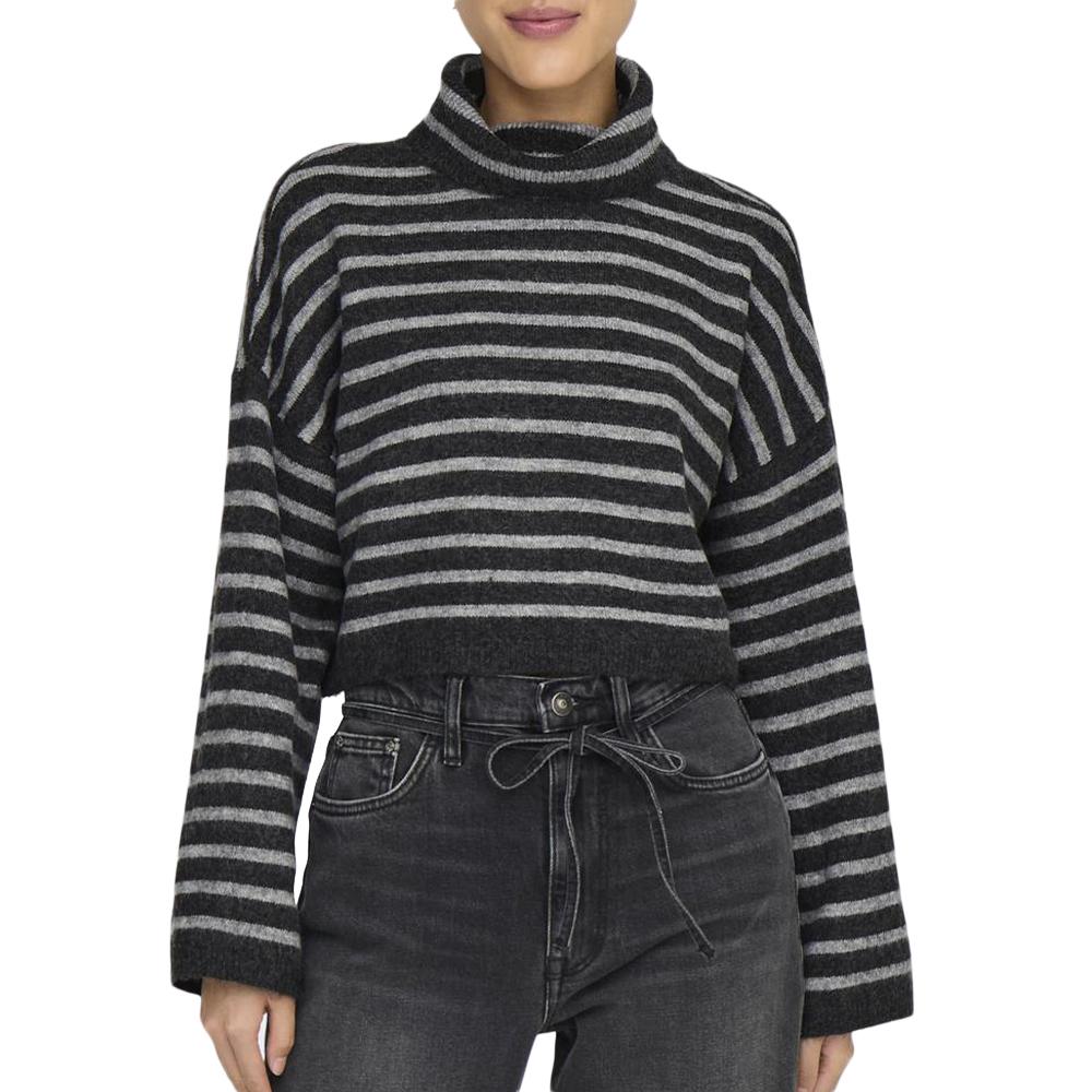Only Pull Col roulé Noir/Gris Femme Only Talio