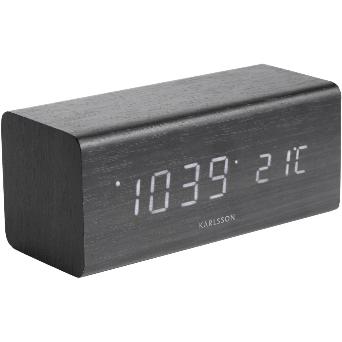Karlsson Réveil LED en Bois - Noir