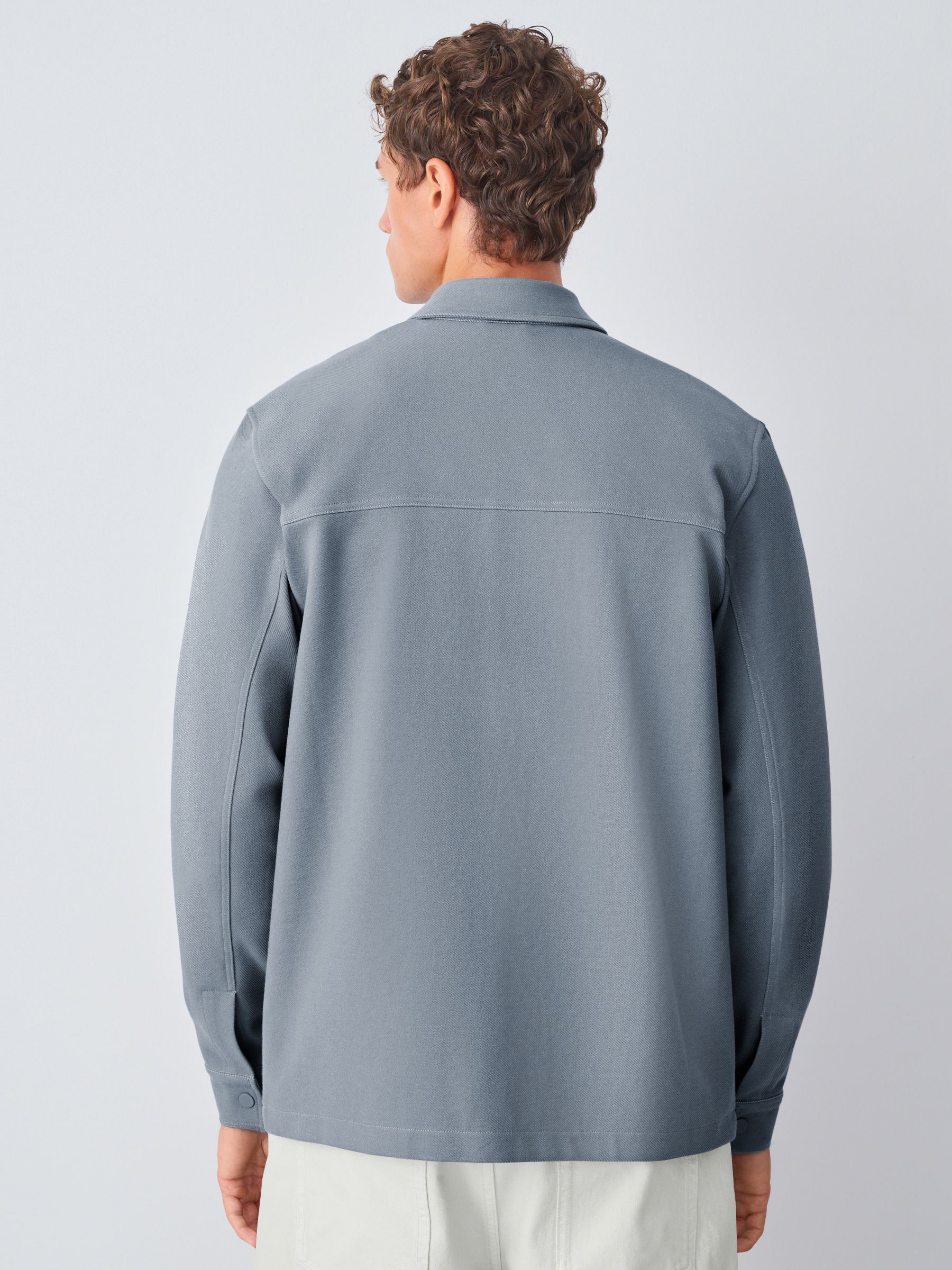 Blauw - Jersey keperstof Overshirt met drukknopen