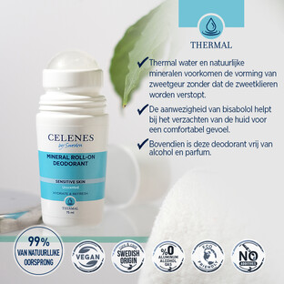 Celenes by Sweden Thermal Geurloze Minerale Roll-On Deodorant Multiverpakking 3x75ML