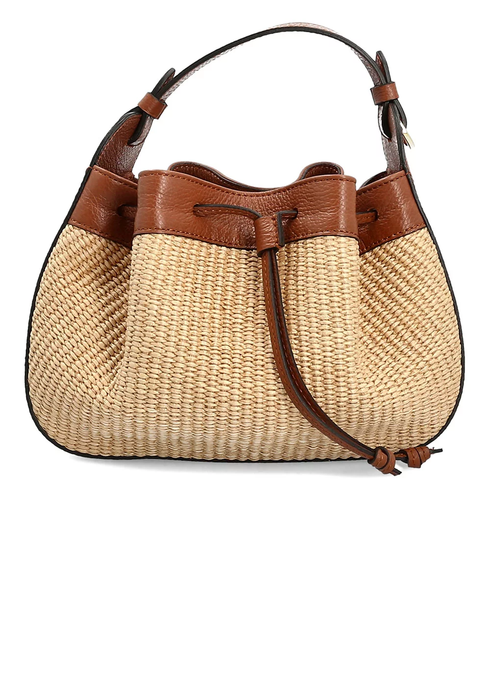 MINI SEAU LEONIE PAILLE CAMEL