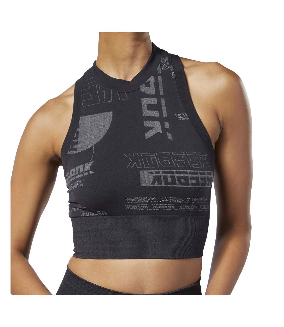 Crop top noir femme Reebok WOR MYT Seamless Crop