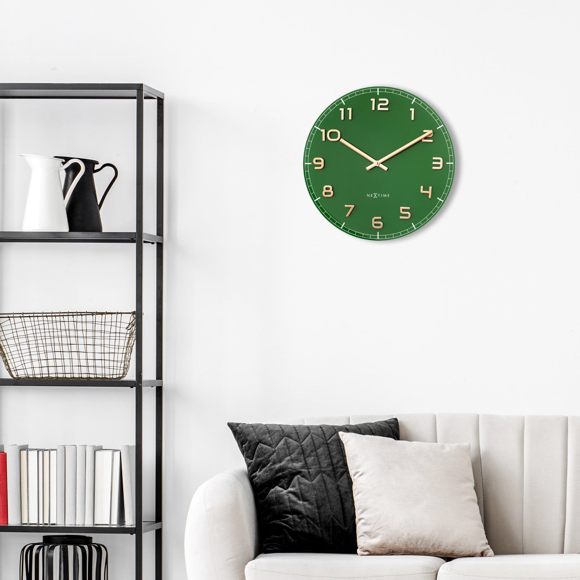 NeXtime - Wandklok 40cm-Stil-Groen-Glas|Aluminium-NeXtime 