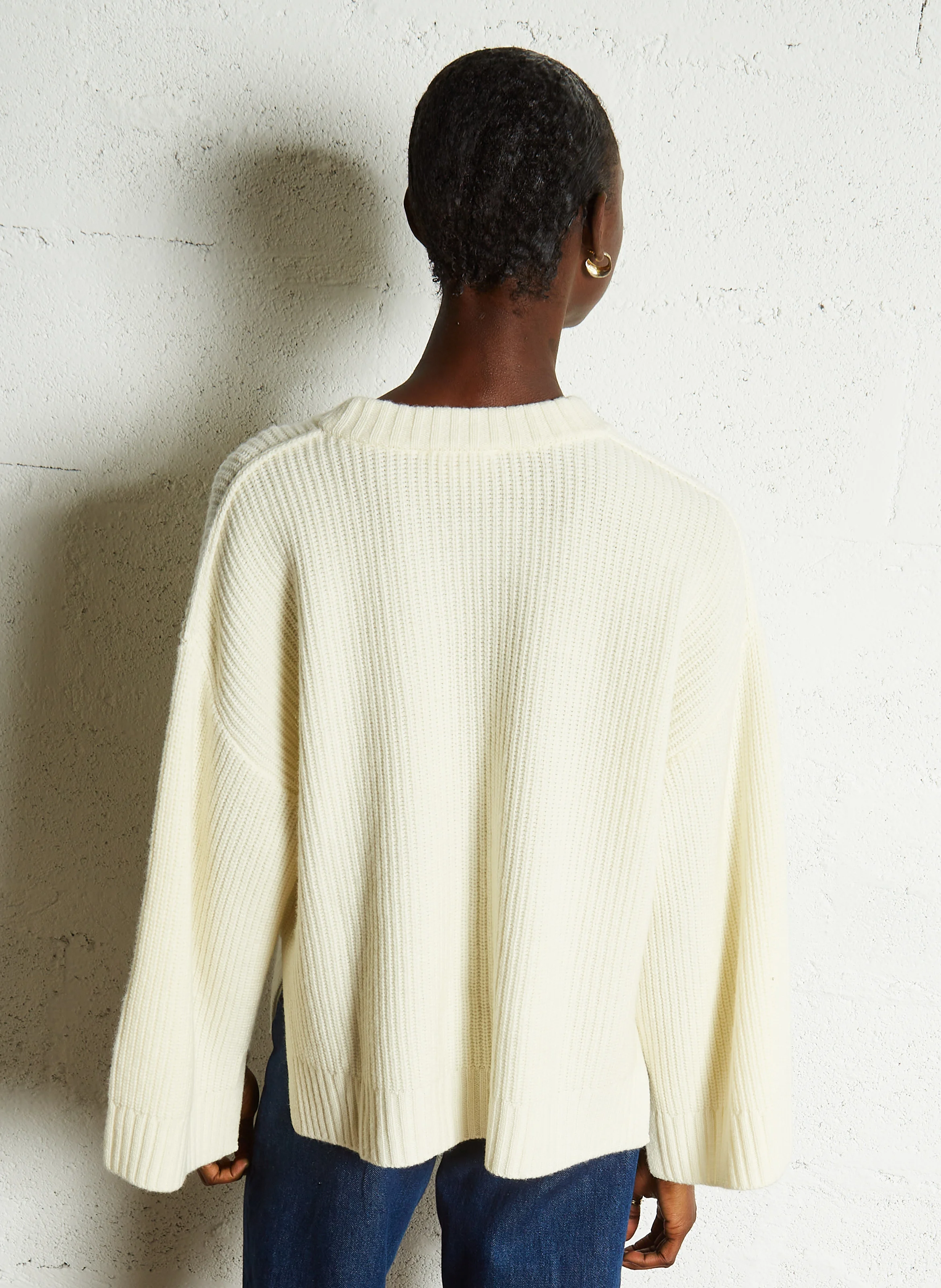 VAIANA - Pull ample col rond en laine mélangée | Beige