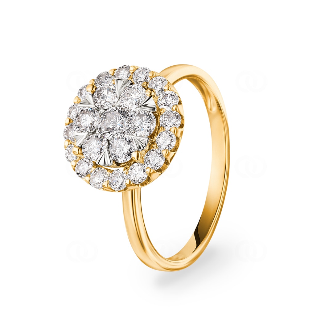 1.00 Karat Diamanten Halo Verlobungsring 750/18 K Gelbgold