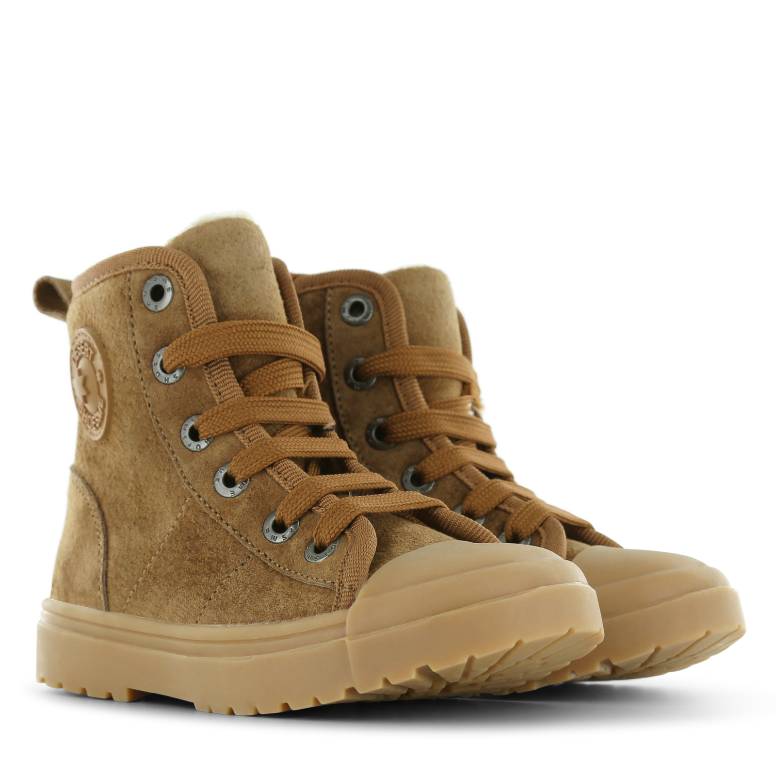 Shoesme cognac warmgevoerde veterboot Suède | Jongens schoenen