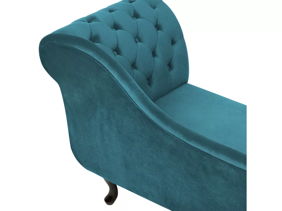 Méridienne Chesterfield en velours vert canard côté droit NIMES