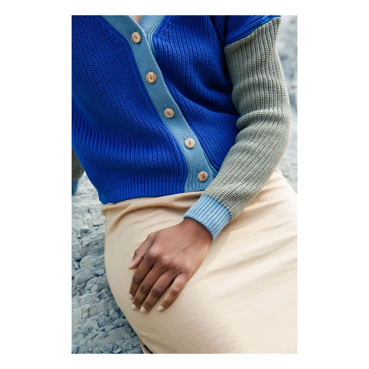 Matona Cardigan Color Block Coton Bio | Bleu roi
