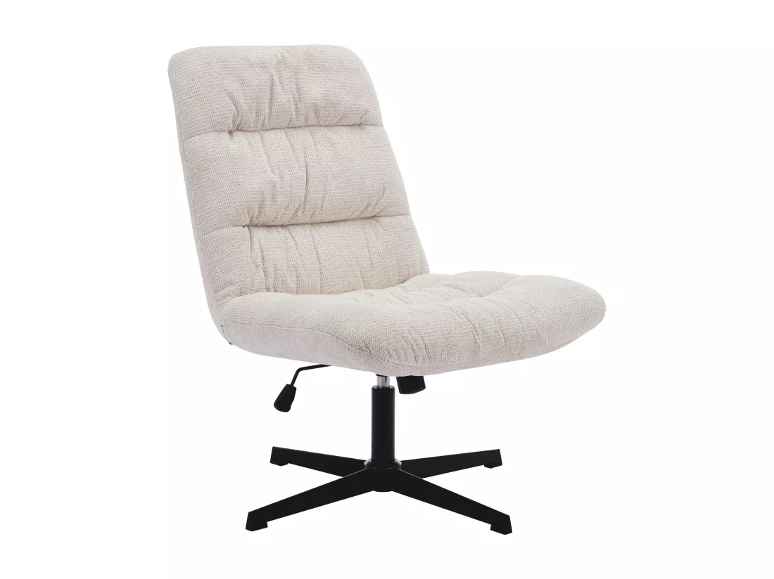 Fauteuil pivotant en tissu chiné beige SELENDO