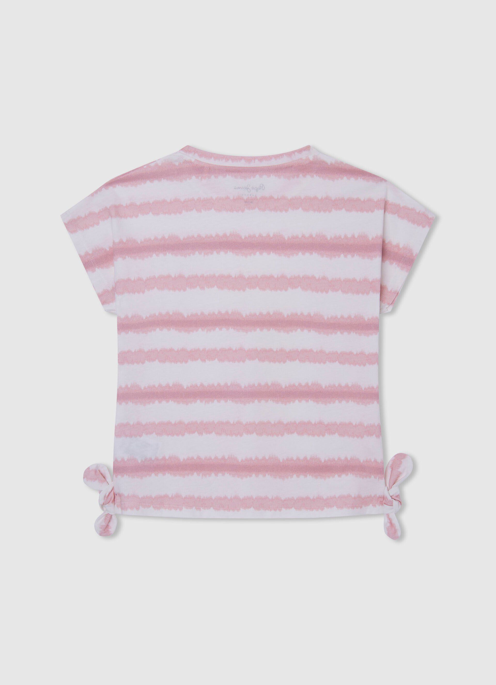 Camiseta de algodão com listras degradê - rosa claro