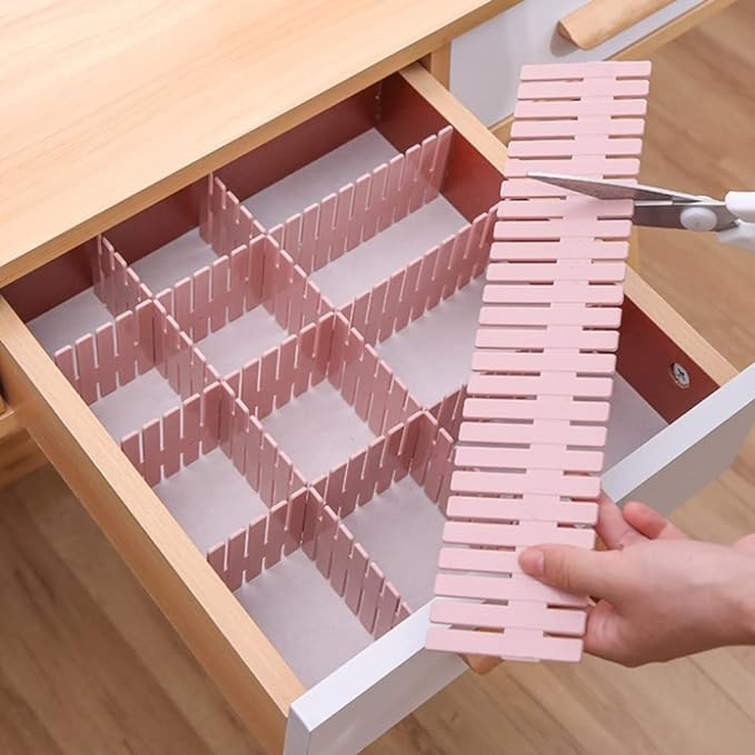(4er Set) 37x7cm Schubladen Teiler DIY Kommoden Organizer Schrank Trenner für Besteck / Kleidung / Kosmetik - Weiss