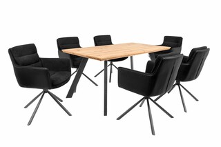 Stuhl Logan Stoffmix Lederoptik/Mikrofaser Anthrazit/schwarz Metallgestell schwarz